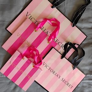 Victoria's Secret Striped Paper Shopping Bags